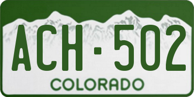 CO license plate ACH502