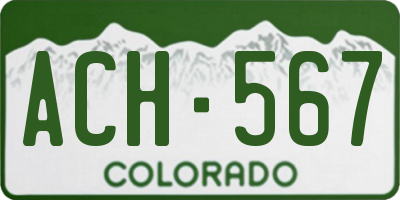 CO license plate ACH567