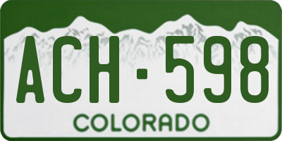 CO license plate ACH598