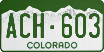 CO license plate ACH603