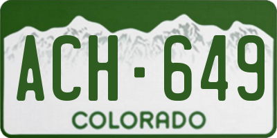 CO license plate ACH649