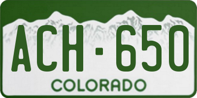 CO license plate ACH650