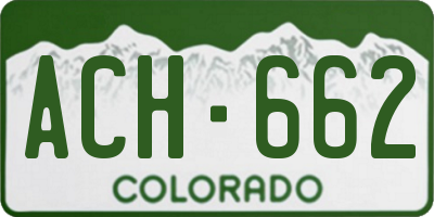 CO license plate ACH662