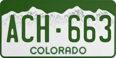 CO license plate ACH663
