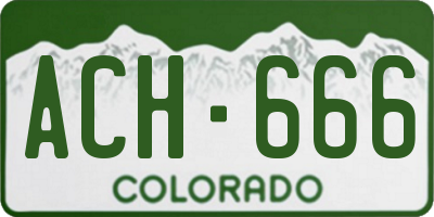 CO license plate ACH666
