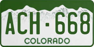CO license plate ACH668