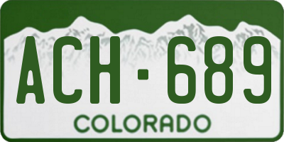 CO license plate ACH689
