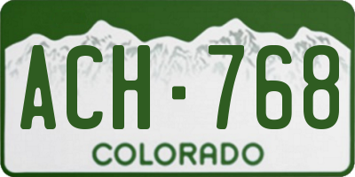 CO license plate ACH768