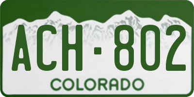 CO license plate ACH802