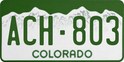 CO license plate ACH803