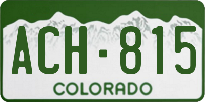 CO license plate ACH815
