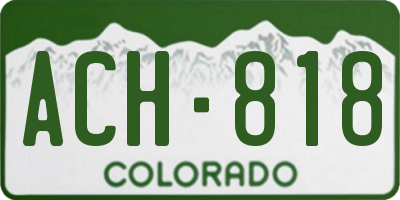CO license plate ACH818