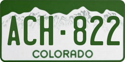 CO license plate ACH822