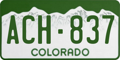 CO license plate ACH837