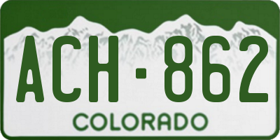CO license plate ACH862