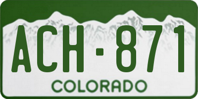 CO license plate ACH871