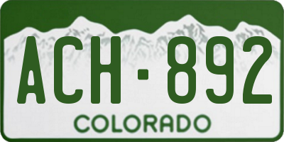 CO license plate ACH892