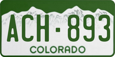 CO license plate ACH893