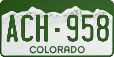 CO license plate ACH958