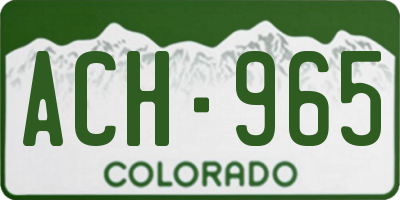 CO license plate ACH965