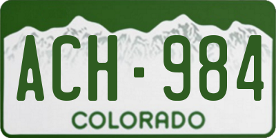 CO license plate ACH984