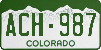 CO license plate ACH987