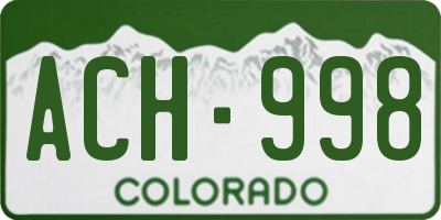 CO license plate ACH998