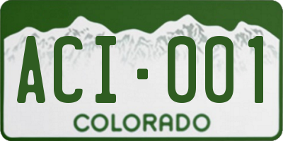 CO license plate ACI001