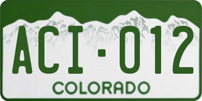 CO license plate ACI012