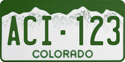 CO license plate ACI123