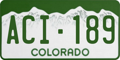 CO license plate ACI189