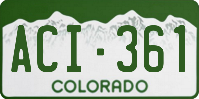 CO license plate ACI361
