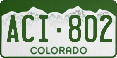 CO license plate ACI802