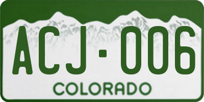 CO license plate ACJ006