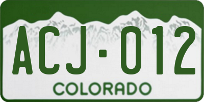 CO license plate ACJ012