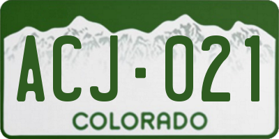 CO license plate ACJ021