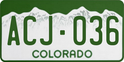 CO license plate ACJ036