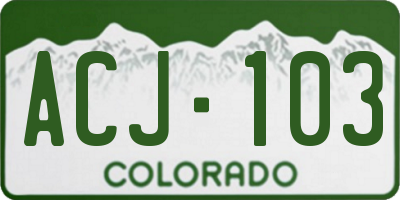 CO license plate ACJ103