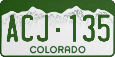 CO license plate ACJ135