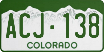 CO license plate ACJ138