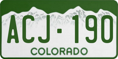 CO license plate ACJ190