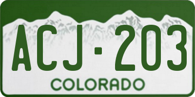 CO license plate ACJ203