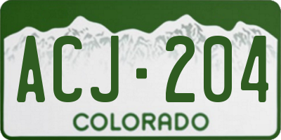 CO license plate ACJ204