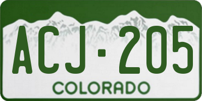 CO license plate ACJ205