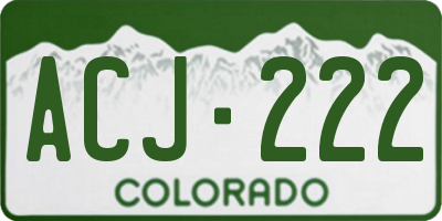 CO license plate ACJ222