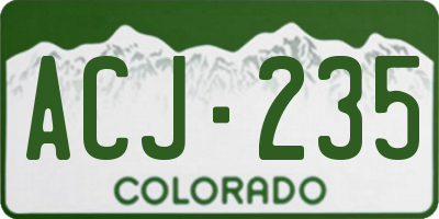 CO license plate ACJ235