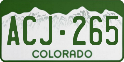 CO license plate ACJ265