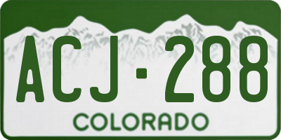 CO license plate ACJ288