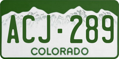 CO license plate ACJ289