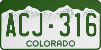 CO license plate ACJ316